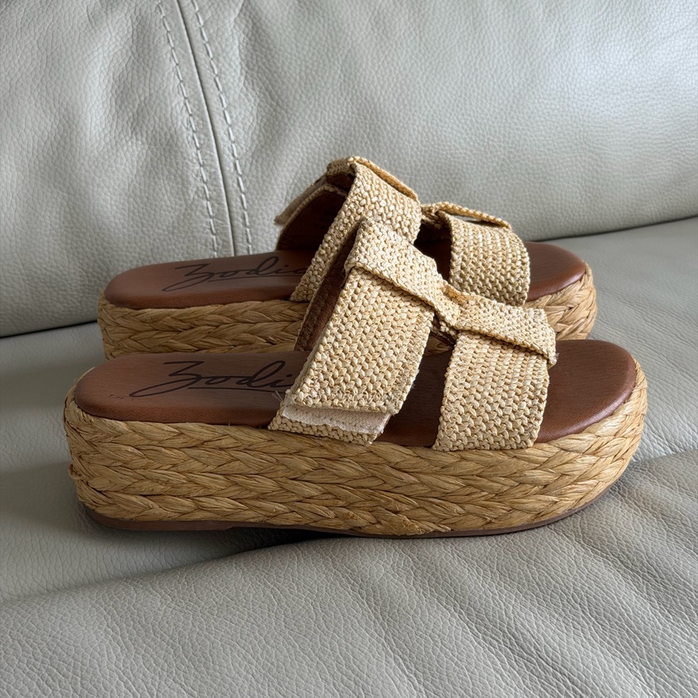 Zodiac Izzy Raffia Platform Y2K Boho Coastal Chunky Sandals-Eu 38